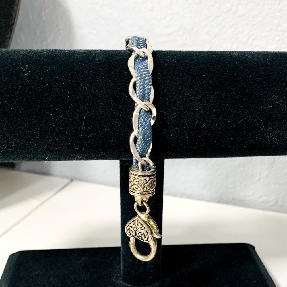 Vintage Denim and Chain Bracelet